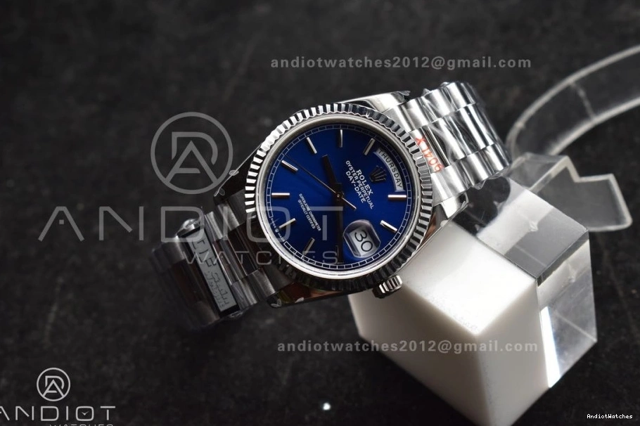 QF (Gain Best 904L V5 Edition Weight) DayDate vr3255 SS on Packable Steel President Dial Bracelet 36 Blue 672 0728